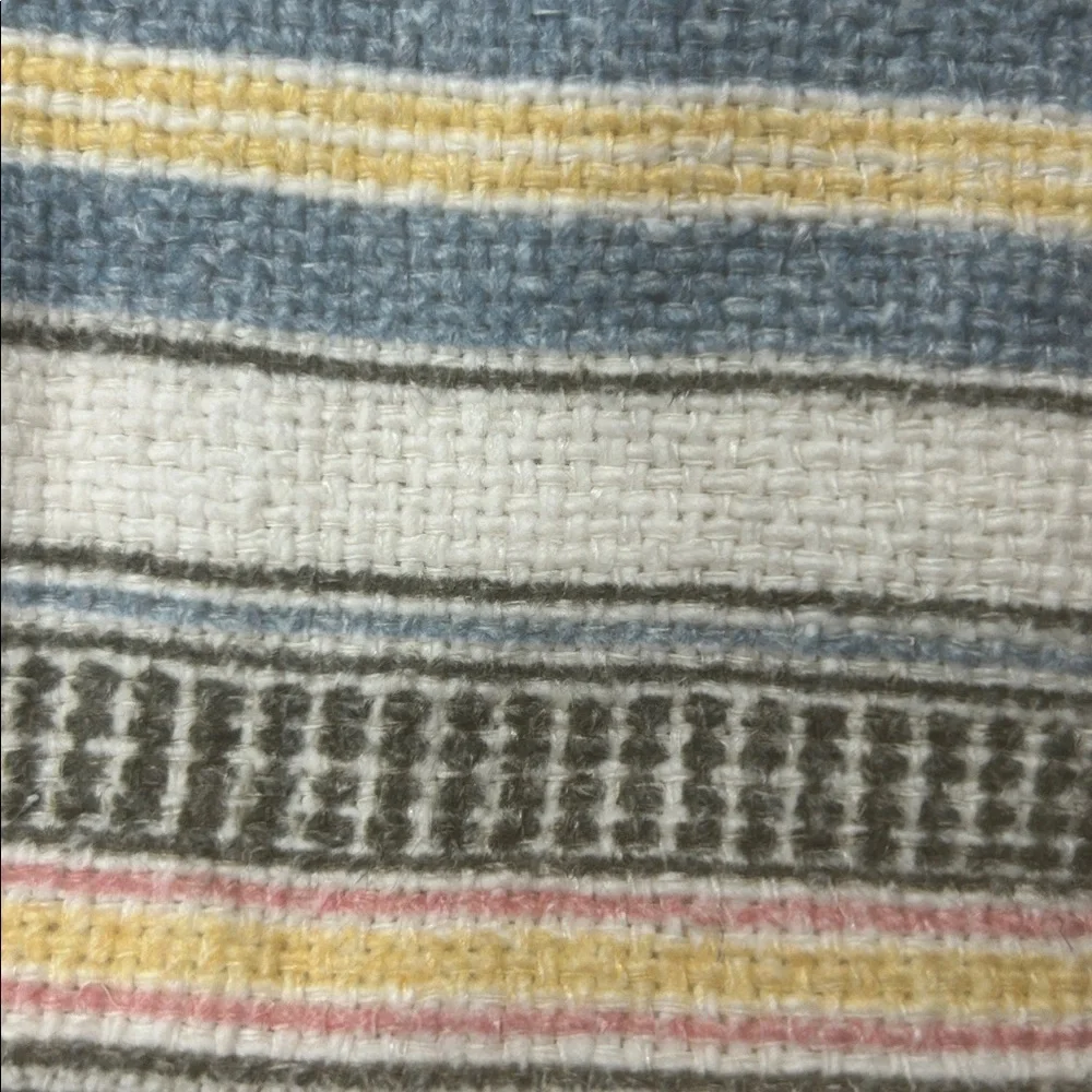 Pottery Barn Cassidy Striped Lumbar Pillow Covers Set/2 16x26 Cotton Linen woven